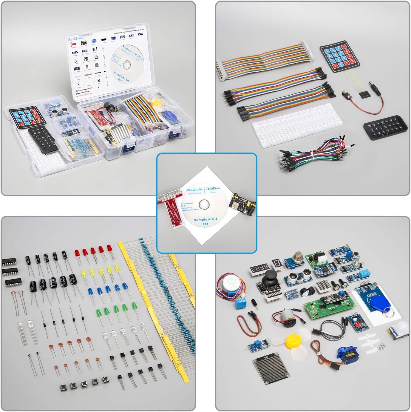 REXQualis Upgraded Complete Starter Kit for Raspberry Pi 4 B 3 B+ with Detailed Tutorials , Support Python C,Learn Electronics and Programming for Raspberry Pi Beginners