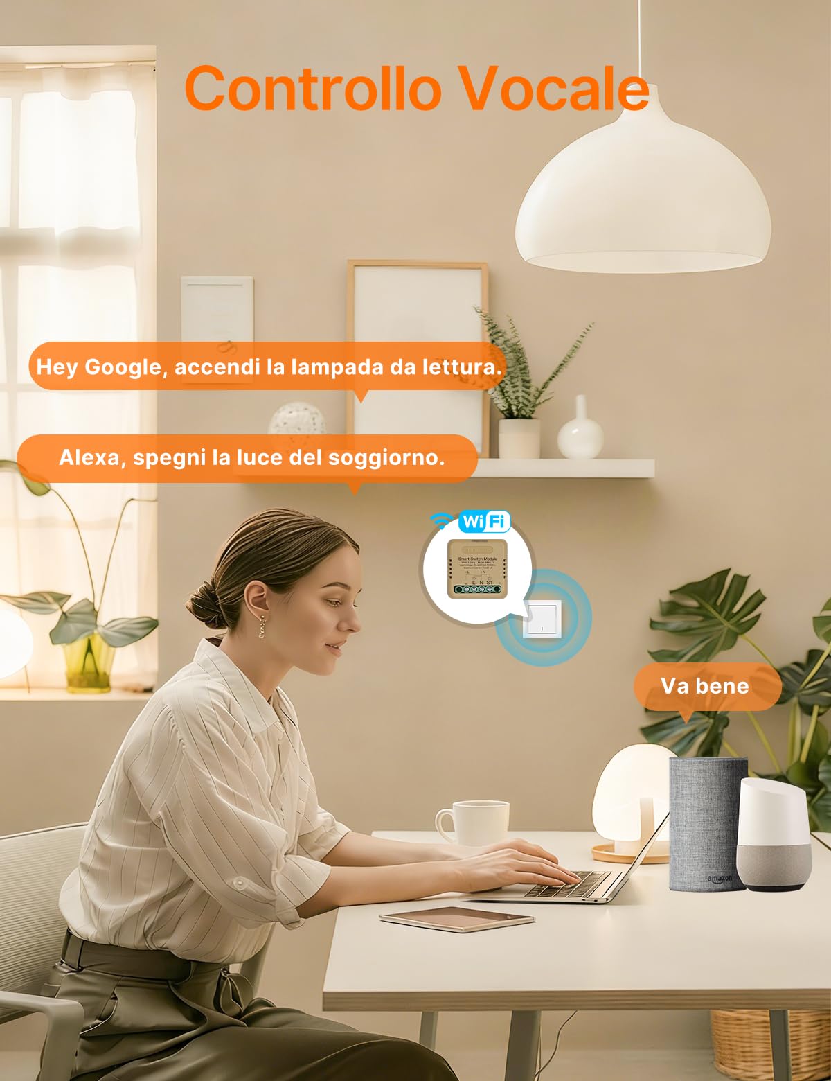 MOES Interruttore della luce Wlan da incasso, modulo relè mini, compatibile con Smart Life Tuya, Alexa e Google Home, neutro richiesto (1 volte)