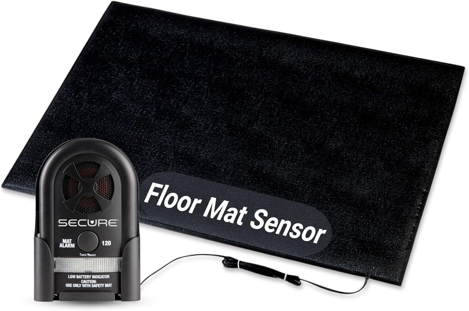 Secure Safety Solutions Bed Exit Alarm for Elderly Adults - Floor Mat Pressure Sensor and Alarm Monitor for Seniors - Caregiver Alert System for Fall & Wandering Prevention (24" x 36" Floor Sensor)