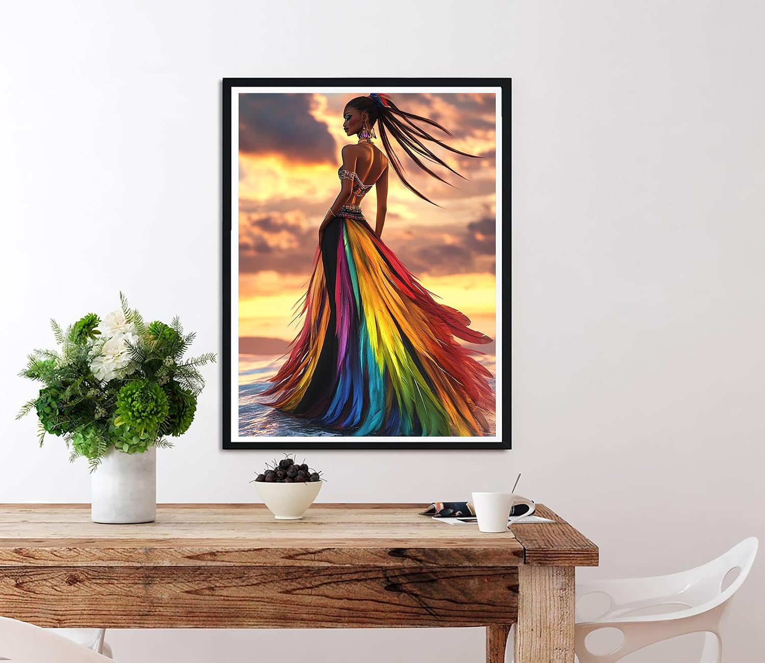 Diymood DIY 5D Diamond Art Kits for Adults African Women, Diamond Painting African Americans Full Drill Round Canvas Embroidery Mosaic Beginner Home Wall Decor Gift 12x16 inch image 3
