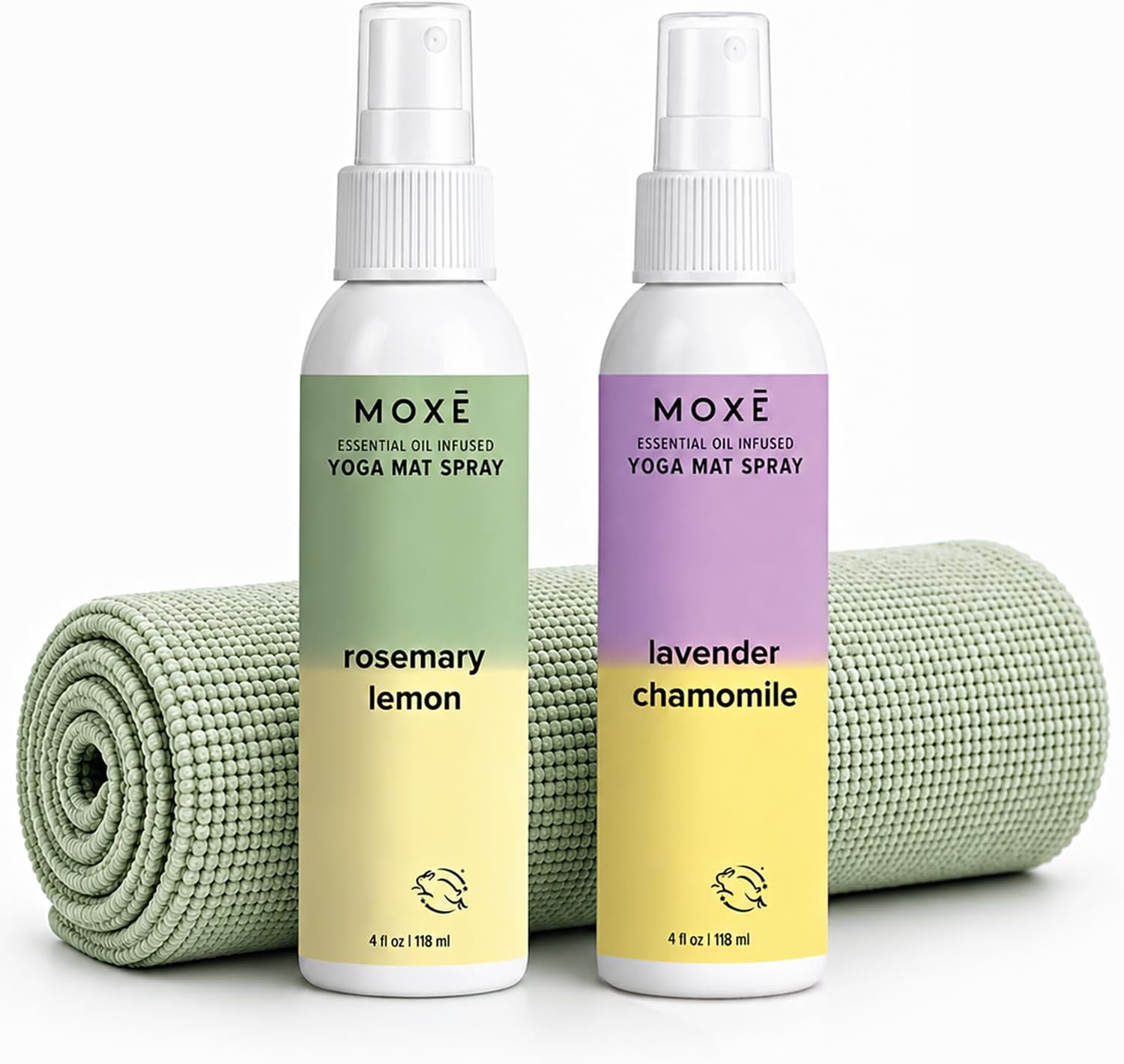 MOXE Yoga Mat Cleaner, 4 Ounces (Lavender Chamomile & Rosemary Lemon, 1 Each)