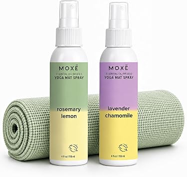 MOXE Yoga Mat Cleaner, 4 Ounces Lavender Chamomile & Rosemary Lemon, 1 Each | Rosemary Lemon and Lavender Chamomile Scents; Plant-Based Refreshes Yoga Mats and Exercise Equipment Without Harsh Chemicals