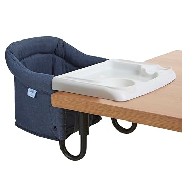 Evolur Hook-On Baby High Chair, Portable Clamp-On Dining Seat, Navy | Clip-On Table Chair, Dishwasher Safe Food Grade Tray, Baby High Chair, Carry Bag, Back Pocket, ASTM Certified, 6-36 Months