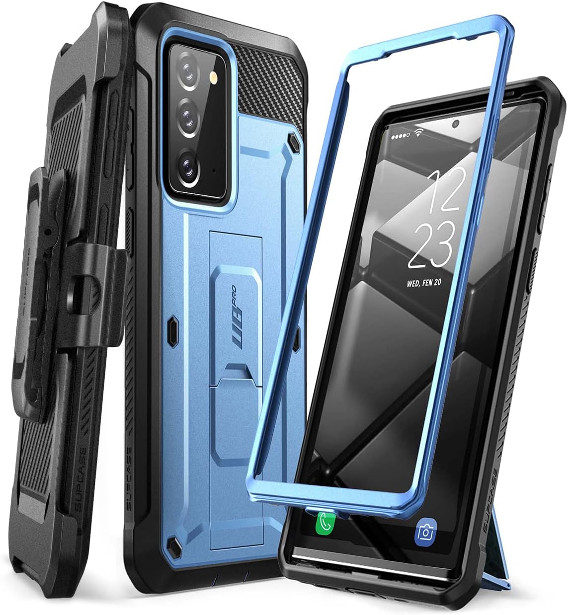 SUPCASE for Samsung Galaxy Note 20 Case with Stand (Unicorn Beetle Pro), [Built-in Belt Clip] Heavy Duty Rugged Kickstand Protective Phone Case Without Screen Protector for Samsung Note 20, Black