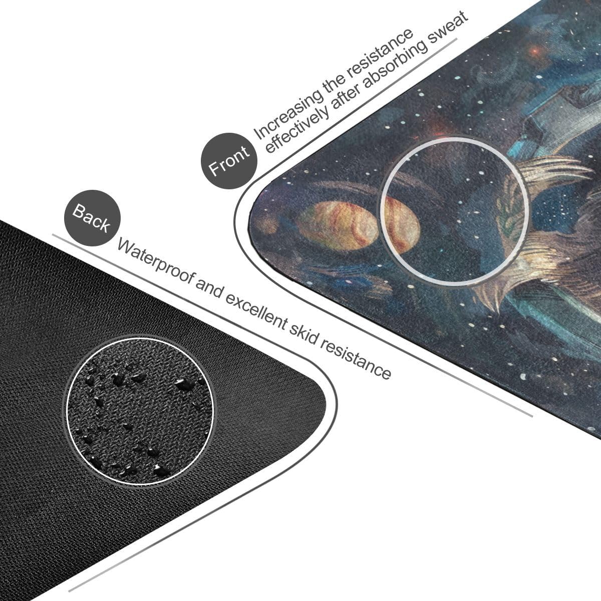 ALAZA Cute Sloth Starry Space Yoga Mat Non Slip Fitness Exercise Mat, Workout Mat for Yoga, Pilates and Floor Exercises