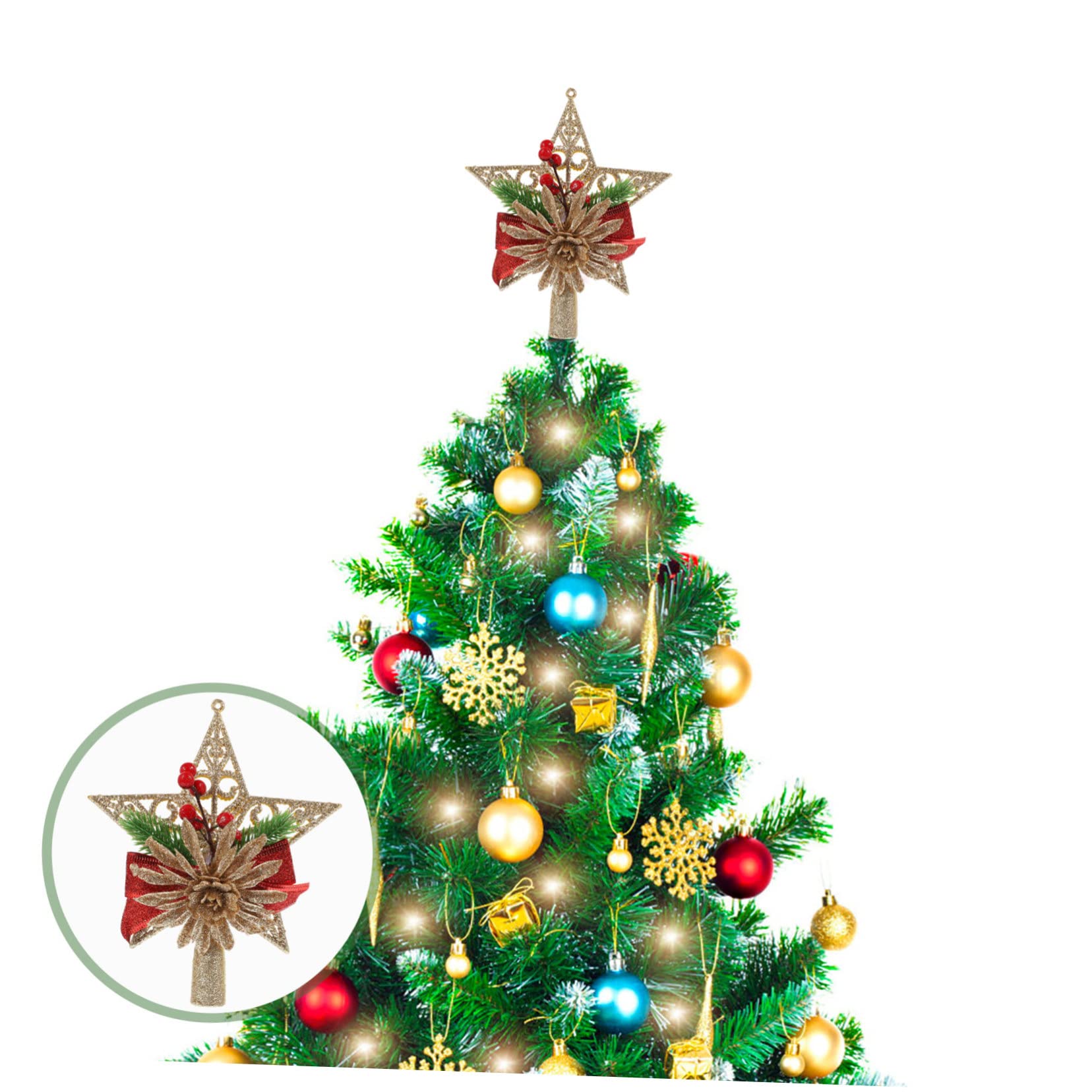 3 Stücke Galvanisierte Weihnachtsbaumspitze 5-zackiges Ornament Weihnachtsbaum Stern Für Dekorative Versorgung Zu Hause