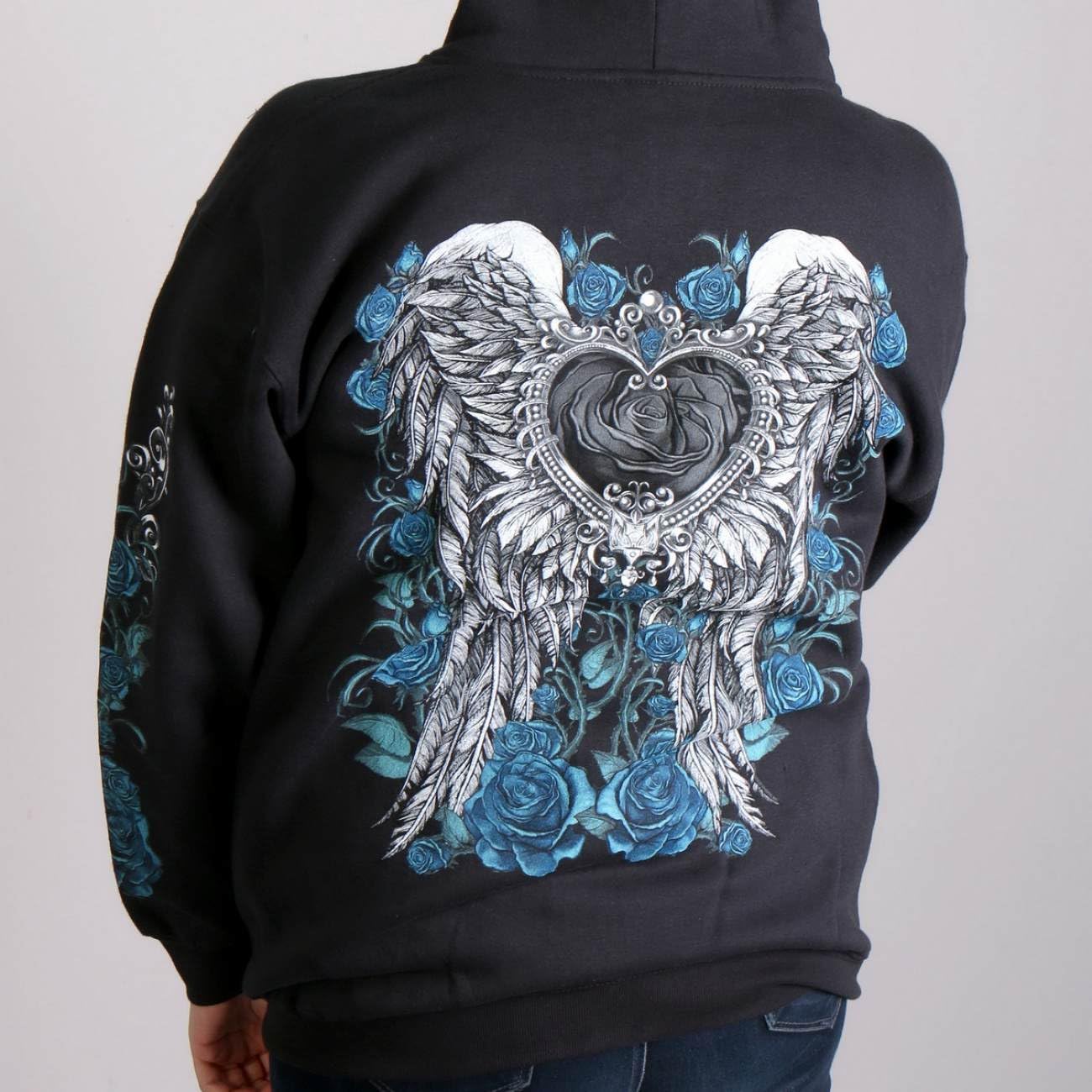 Hot Leathers Felpa da Donna con Cappuccio e Zip Angel Roses