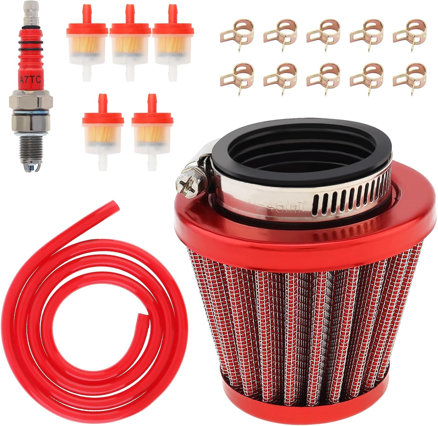 Windance 35mm Air Filter Fuel Line Kit with A7TC Spark Plug Fit for Honda CRF50 Coolster Sunl Suzuki Apollo Roketa Kymco Peace Sports TaoTao 50cc to 125cc Dirt Pit Bike ATV Quad 4 Wheeler