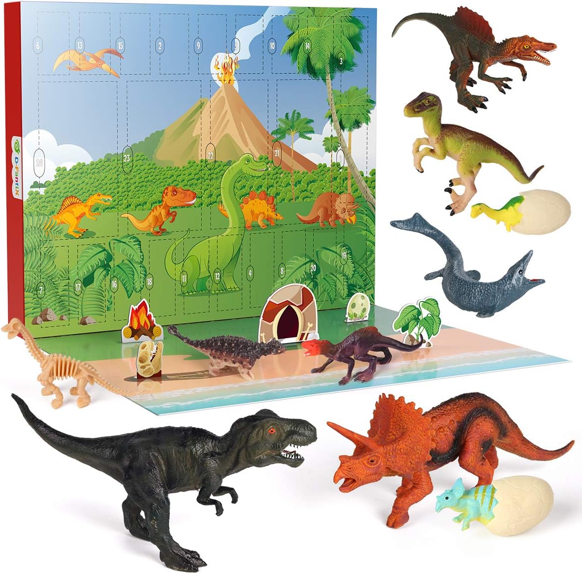 D-FantiX Dinosaur Advent Calendar 2020 for Kids, 24 Days Countdown to Christmas Advent Calendars Dino Toy Xmas Gift for Boys Girls 2 3 4 5 6 Years Old