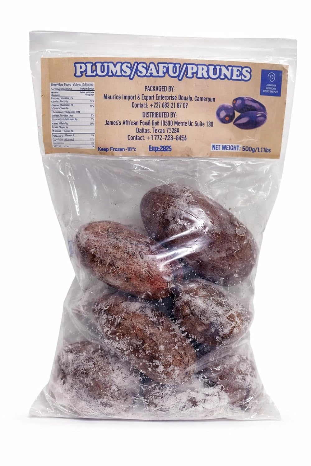 African Plums Safou Frozen 500g (1.1 lb) Fresh Imported Bush Butter Fruit | Authentic African Prunes for Cooking, Roasting & Snacking | Tropical Safu Plum Cameroon Grocery