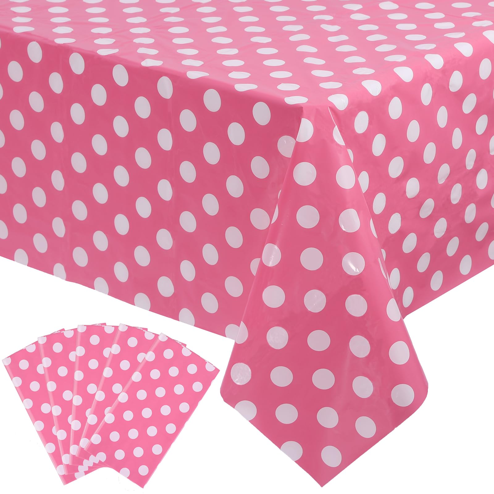 Different colors)Kesfey 40 Packs Polka Dot Tablecloth 54 x 108 Inch Minnie Mouse Table Cloths and White Balloon Dots Minnie Theme Table Cover Disposable Plastic Rectangle Picnic Tablecovers for Birthday Party