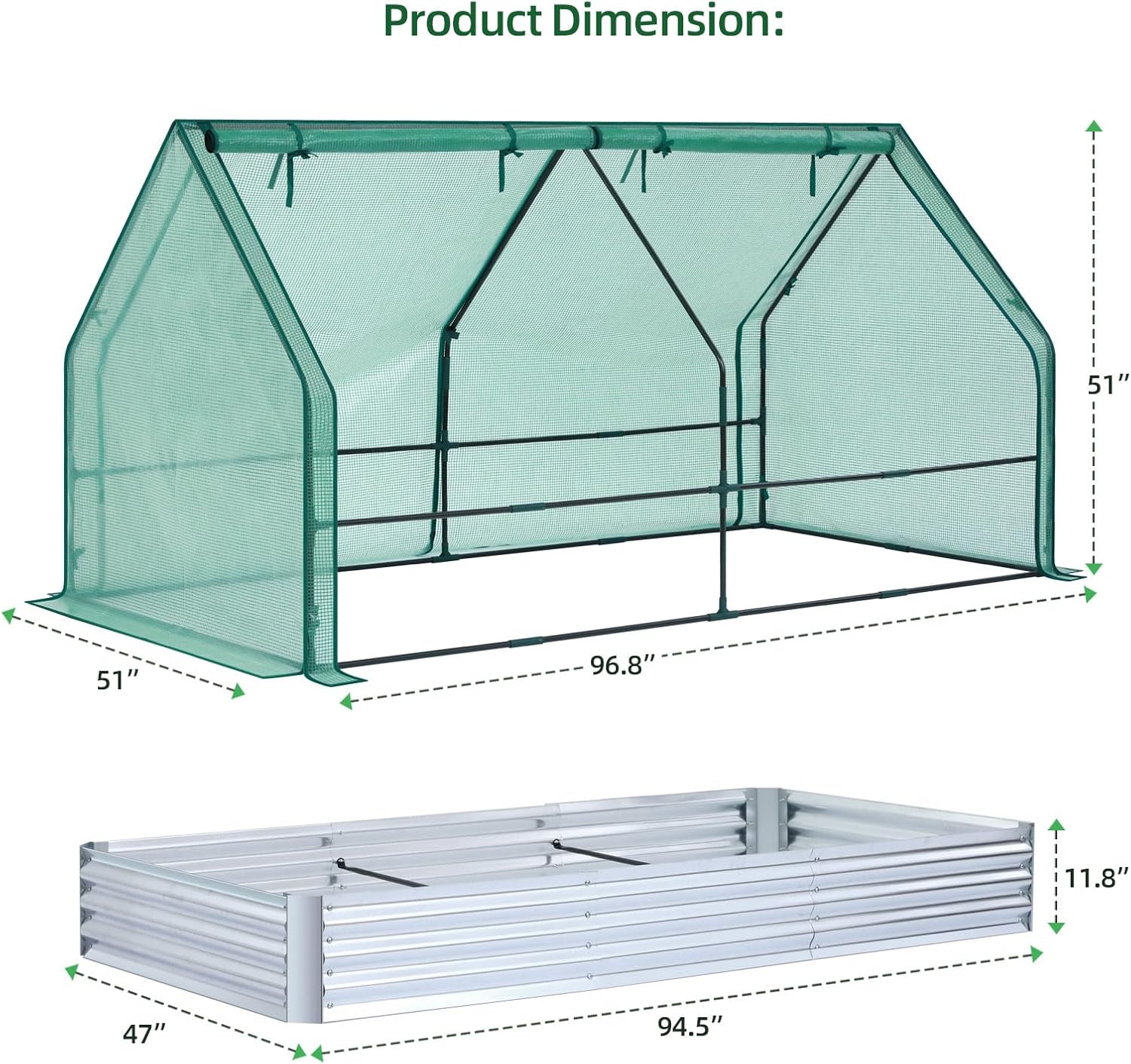 Ohuhu Galvanized Raised Box + Garden Bed with PE Cover