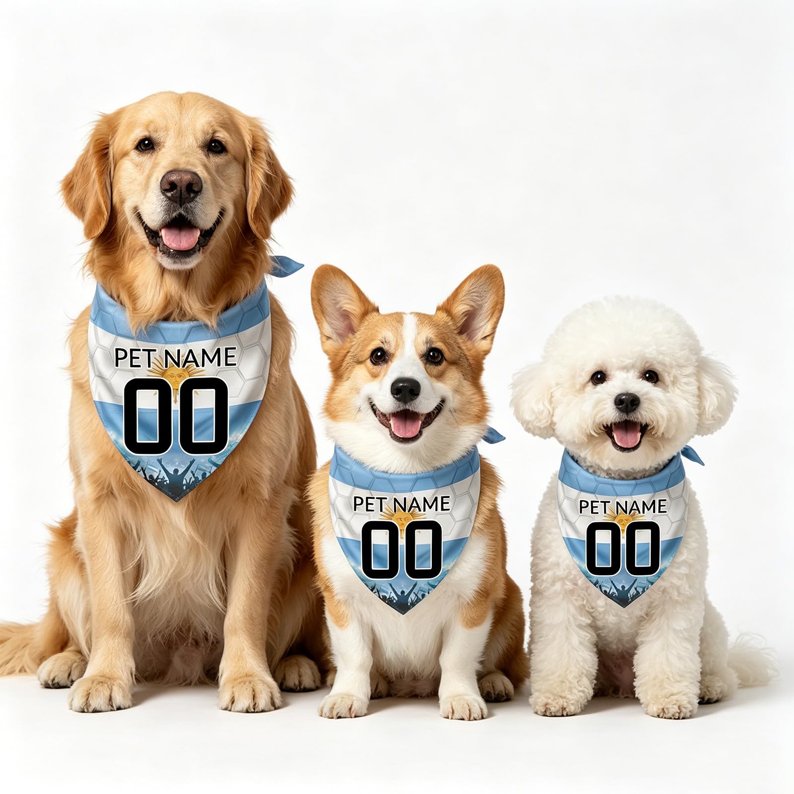 Personalised Dog Bandana with Name Number, Custom Dogs Bandana Football Dog Bandanas for Large Medium Small Dogs Puppy Cat Pet Scarf Birthday Present