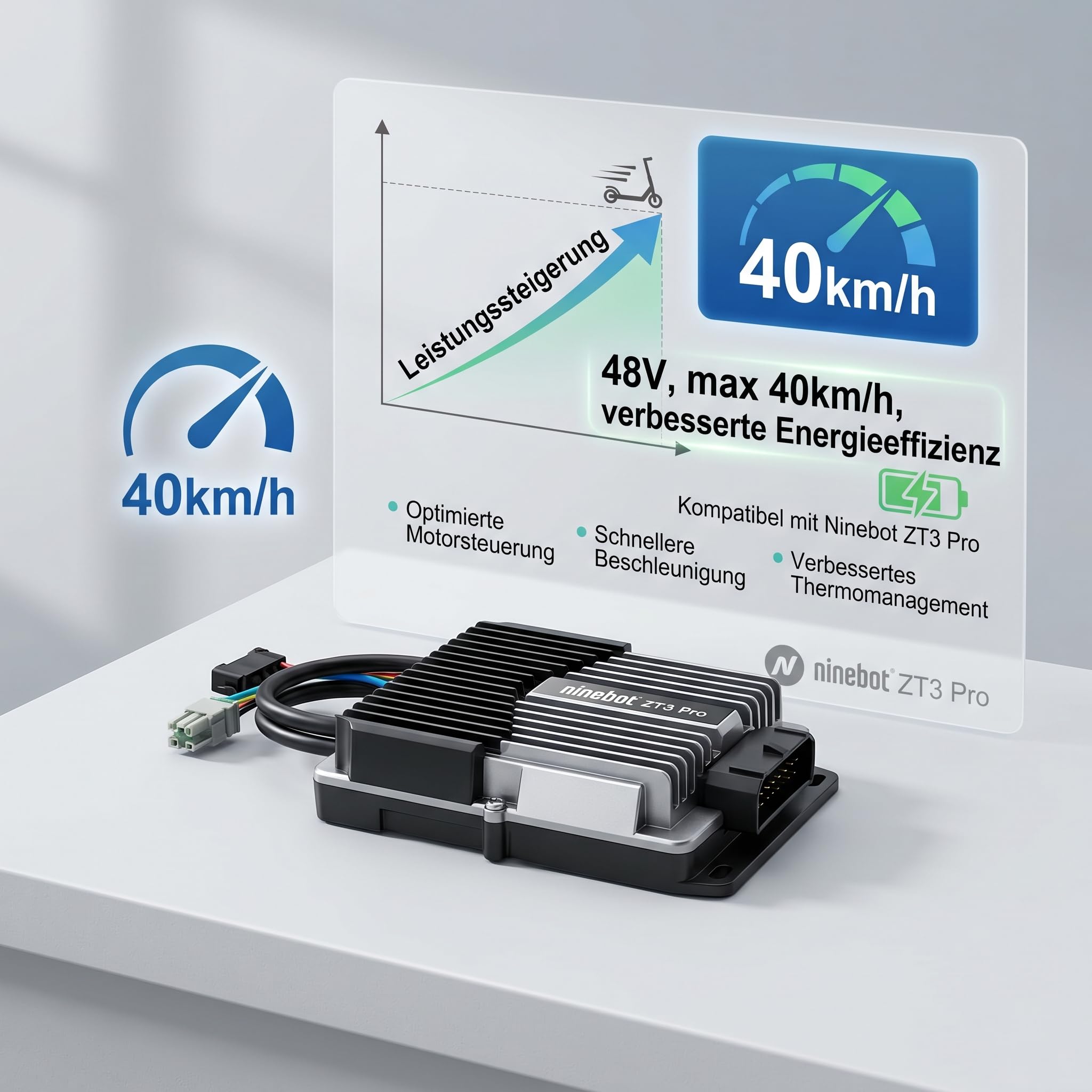 Für NINEBOT für ZT3 Pro Elektroroller Geschwindigkeitsregler Ersatz, 48V 40 km/h Leistungsverbesserung, Metall-Kunststoff-Steuerplatine