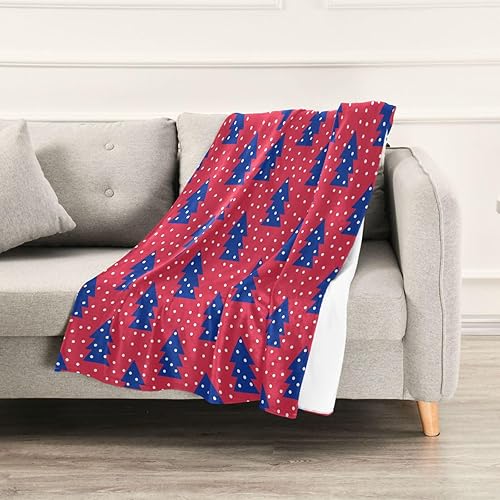 Miniatura 5 de Geometric Christmas Red Blue Warm Throw Blanket for Adults Kids, Ultra-Soft Spring Blanket for Chair Travel 60"x90"