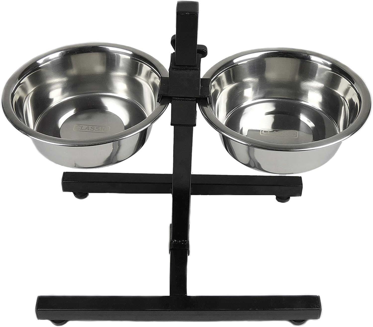 Classic Pet Products Adjustable Double Feeder High Stand with 2 x 1700 ml Stainless Steel Dishes