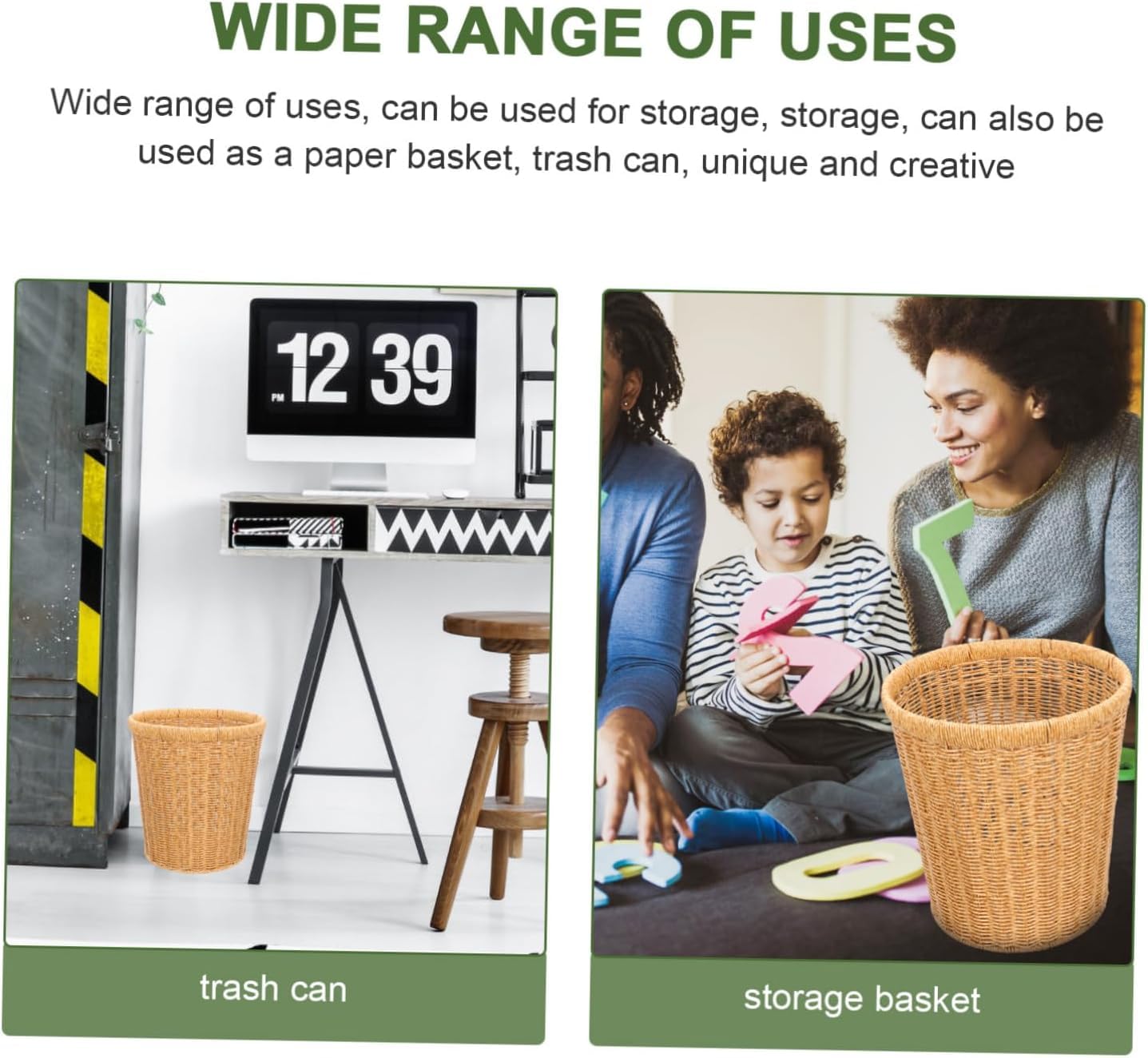 Amazon｜Lekolock 籐 ゴミ箱 缶 プラスチック 収納 バスケット 収納