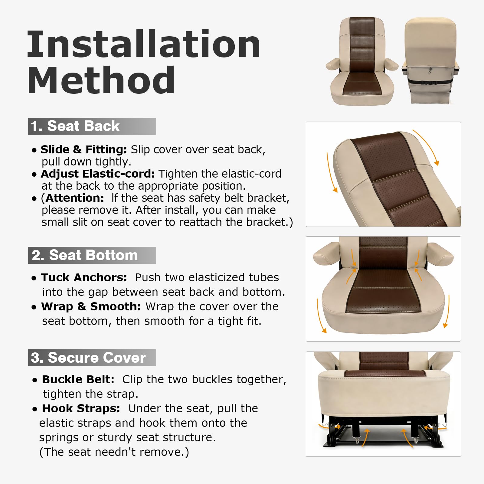 Dulepax Wohnmobil Sitzbezüge 2er Set für Captains Chairs, PU-Leder Sitzschoner mit Armlehnenbezügen & Seitenfächern, Atmungsaktiv & Wasserdicht für Class A Camper Van & Anhänger