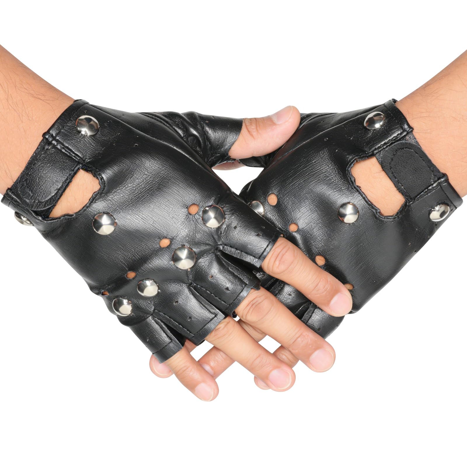 Classic Black Fingerless Motorcycle Gloves - PU Leather Minimalist Biker Gloves for City Commute Daily Riding