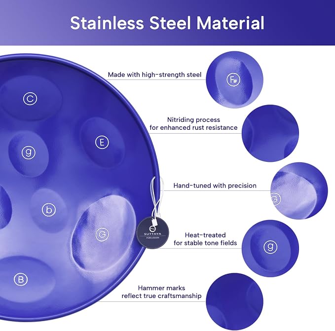 Steelpan de 9 notas con soporte morado miniatura 3