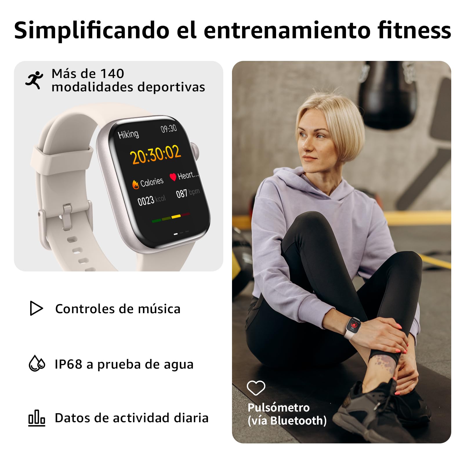 AcclaFit Reloj Inteligente Mujer Hombre, 1.85" Smartwatch con Llamadas Bluetooth, 140+ Modos Deportivos con SpO2/Pulsómetro/Monitor de Sueño/Podómetro, Impermeable IP68 para Android iOS Skyblue