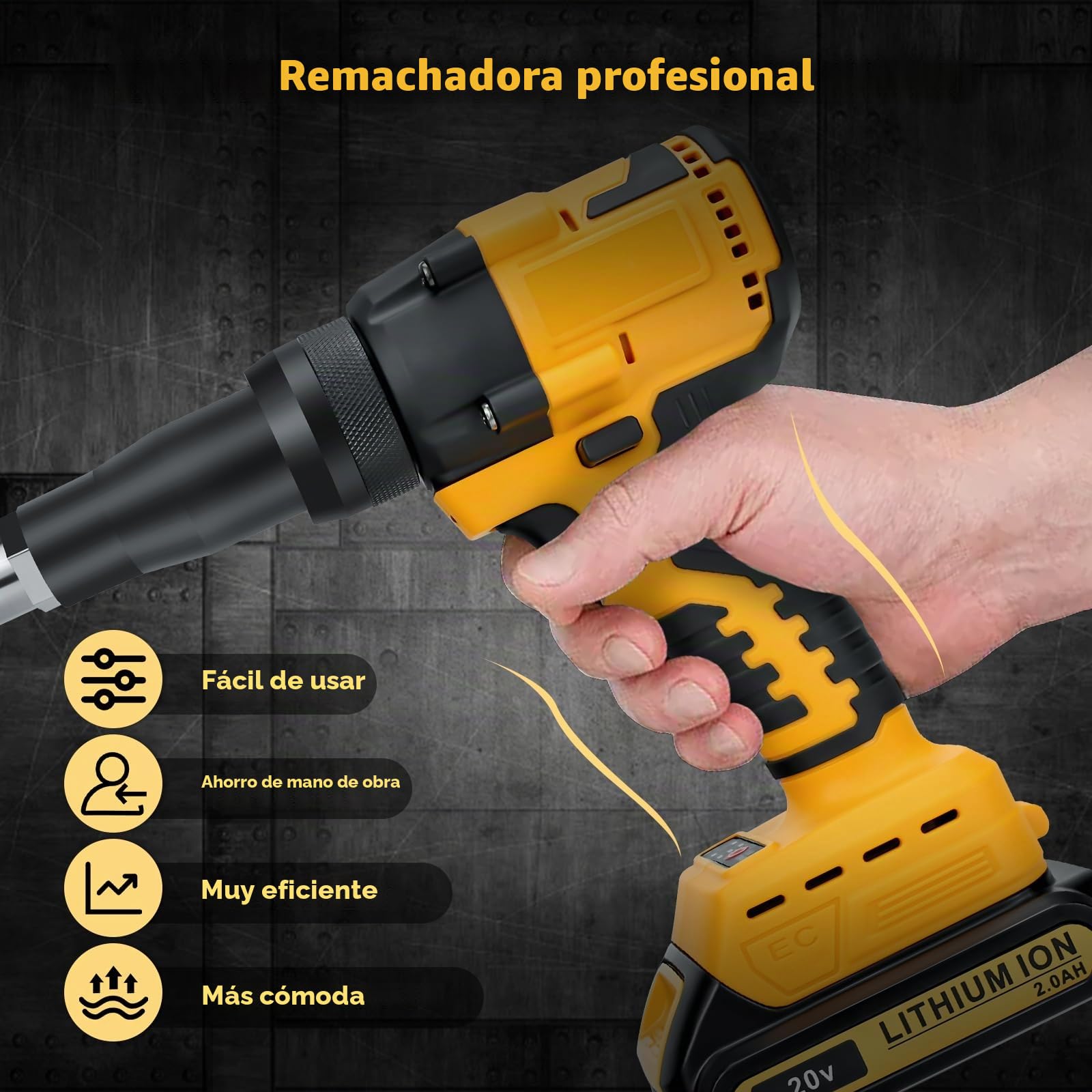 Pistola remachadora profesional para baterías Dewalt de 20 V, remachadora eléctrica de alto rendimiento para metal, plástico, cuero (pilas no incluidas)