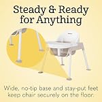 Foundations Secure Sitter 7" Feeding Chair, Stable “No Tip” Feet, 3-Point Adjustable Harness, Removable Tray, Easy to Clean, Smooth Plastic (White/Tan)