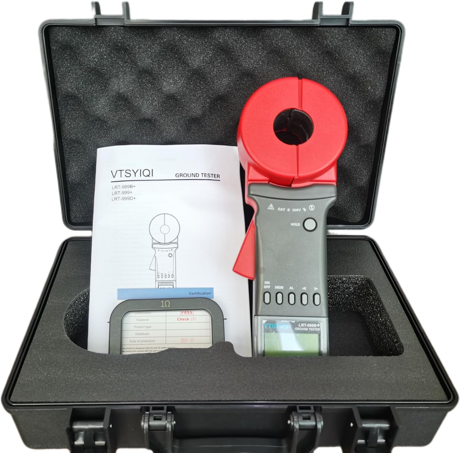 Digital Ground Resistance Tester Clamp On Ground Resistance Tester Alarm Adjustment Jaw Size 32mm 500 Sets of Data Storage Resistance Range 0.01 Ω ~ 200 Ω