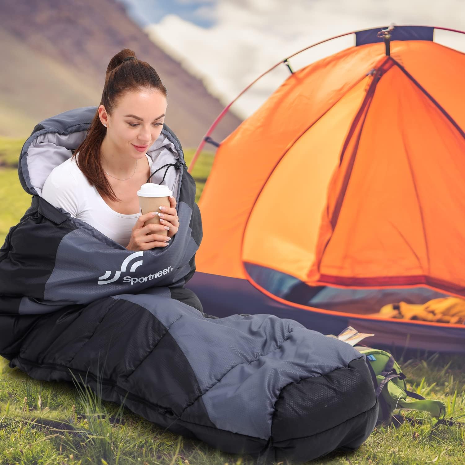 Mummy Sleeping Bag, Sportneer Compact Sleeping Bags for Adults Warm Weather Sleeping Bag Ultralight Sleeping Bag for Adult Teen Kids Backpacking Camping Hiking Outdoor Travel