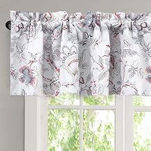 H.VERSAILTEX Blackout Curtain Valances for Kitchen Window/Living Room/Bathroom Privacy Added Rod Pocket Home Decoration Winow Valance, 52" W x 18" L, Floral in Terracotta and Blue