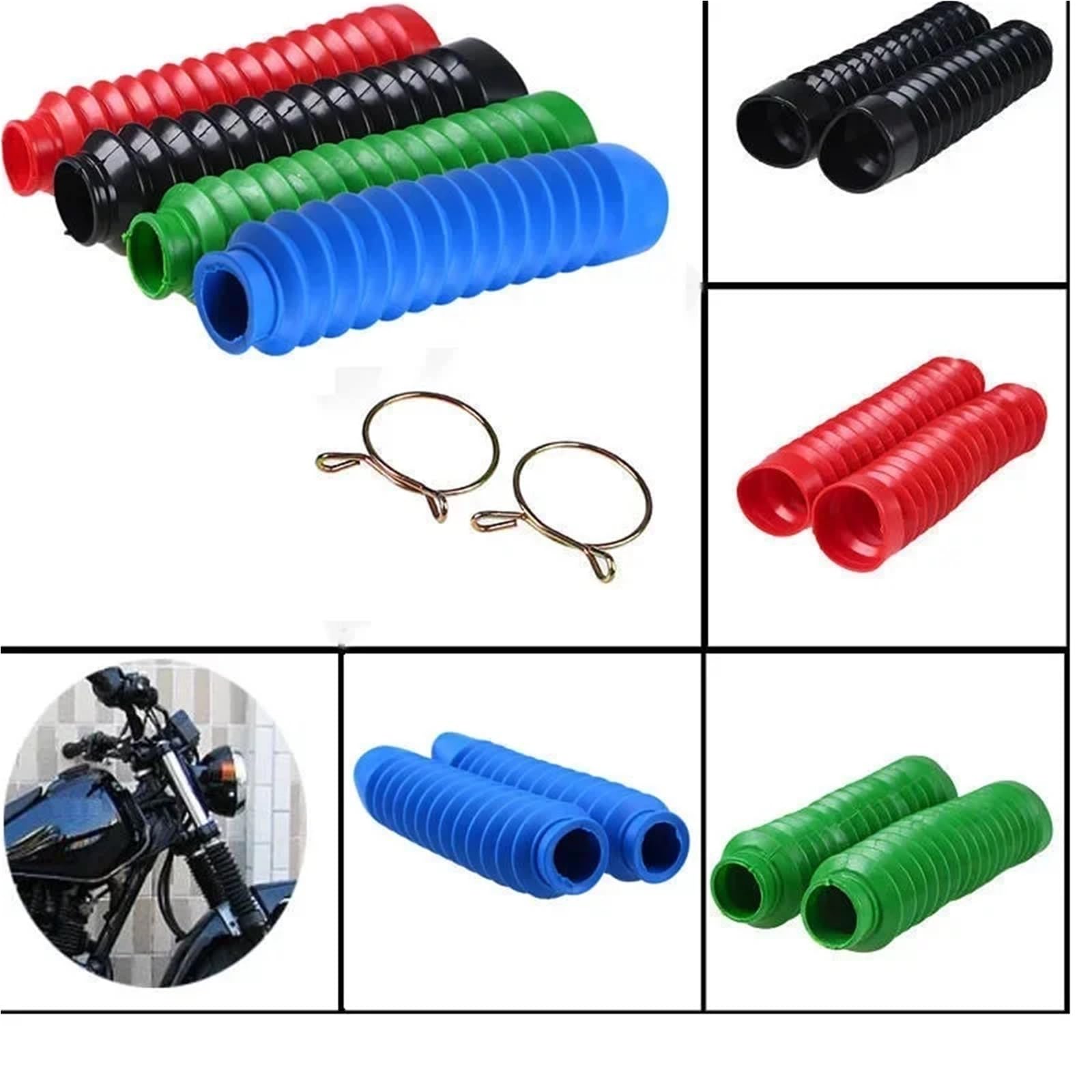Fourche de Moto Soufflet de Fourche Avant, Cache-poussière, Protection en Caoutchouc pour Moto, Bottes Gators, pièces Modification d'amortisseur(Black)