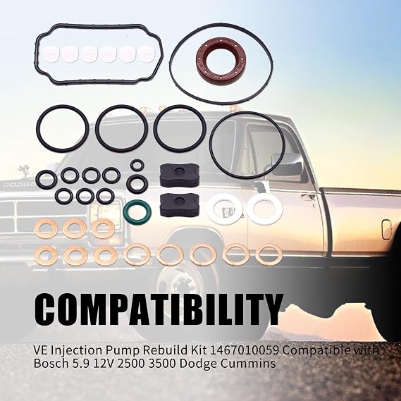 VE Injection Pump Rebuild Kit 1467010059 Fuel Injection Pump Repair Kit Compatible with Bosch 5.9 12V 2500 3500 Dodge Cummins 14670-10059 1-467-010-059