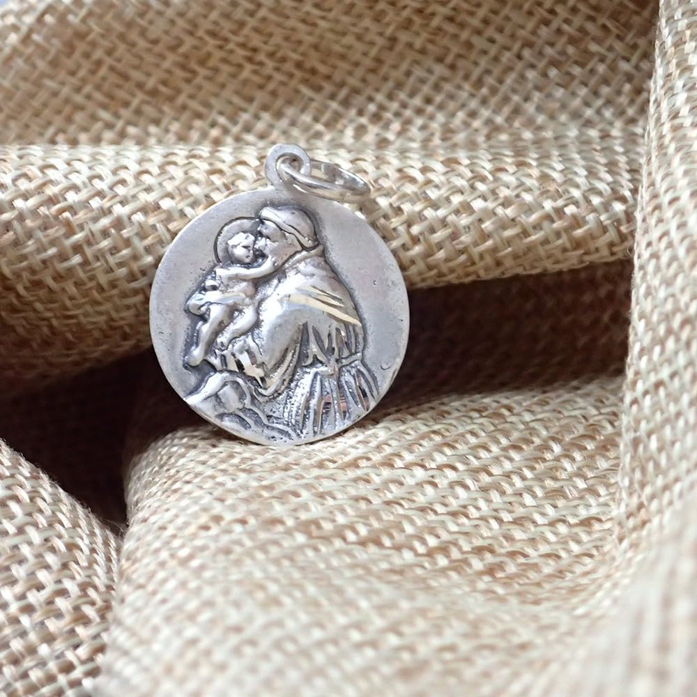 San Antonio-Medaille aus Sterlingsilber, 925 mm, massiv, 20 mm. Gravur im Preis inbegriffen – anpassbar – Aufnahme im Preis inbegriffen