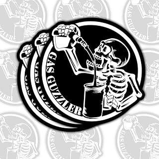 3Pcs Gas Guzzler Sticker, Gas Guzzler Funny Skeleton Sticker, Fuel Nozzle with Skeleton Car Decals, Cute Skull Stickers - Stickers for Laptop Water Bottle Phone Case Car Window Helmet Hard Hat 3"