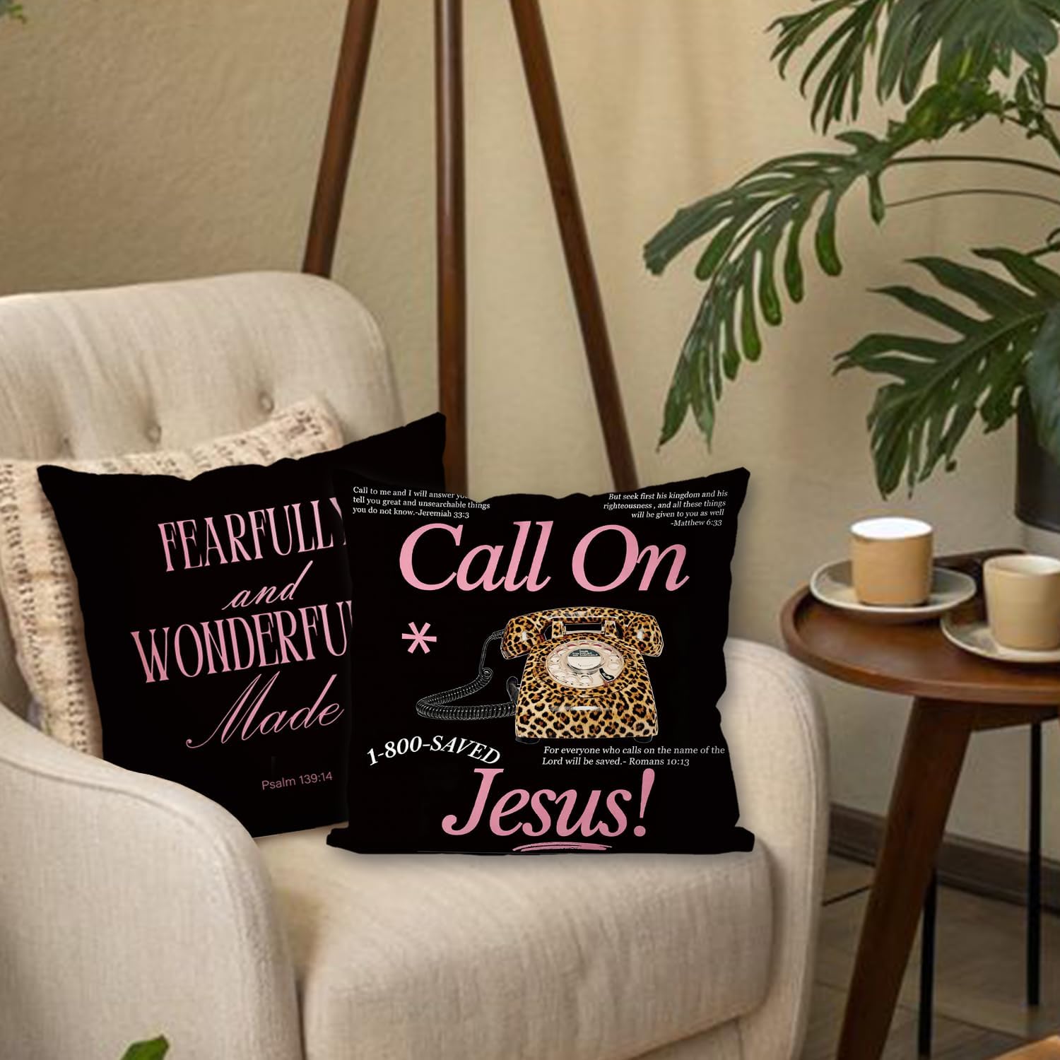 Pink Bible Throw Pillow Covers for Girls, Check Pillowcase for Girls Bedroom, Coquette Pillow Covers for Sofa Living Room Home Decor,Inspirational Gifts for Women Girl, 18x18inch 4Pcs