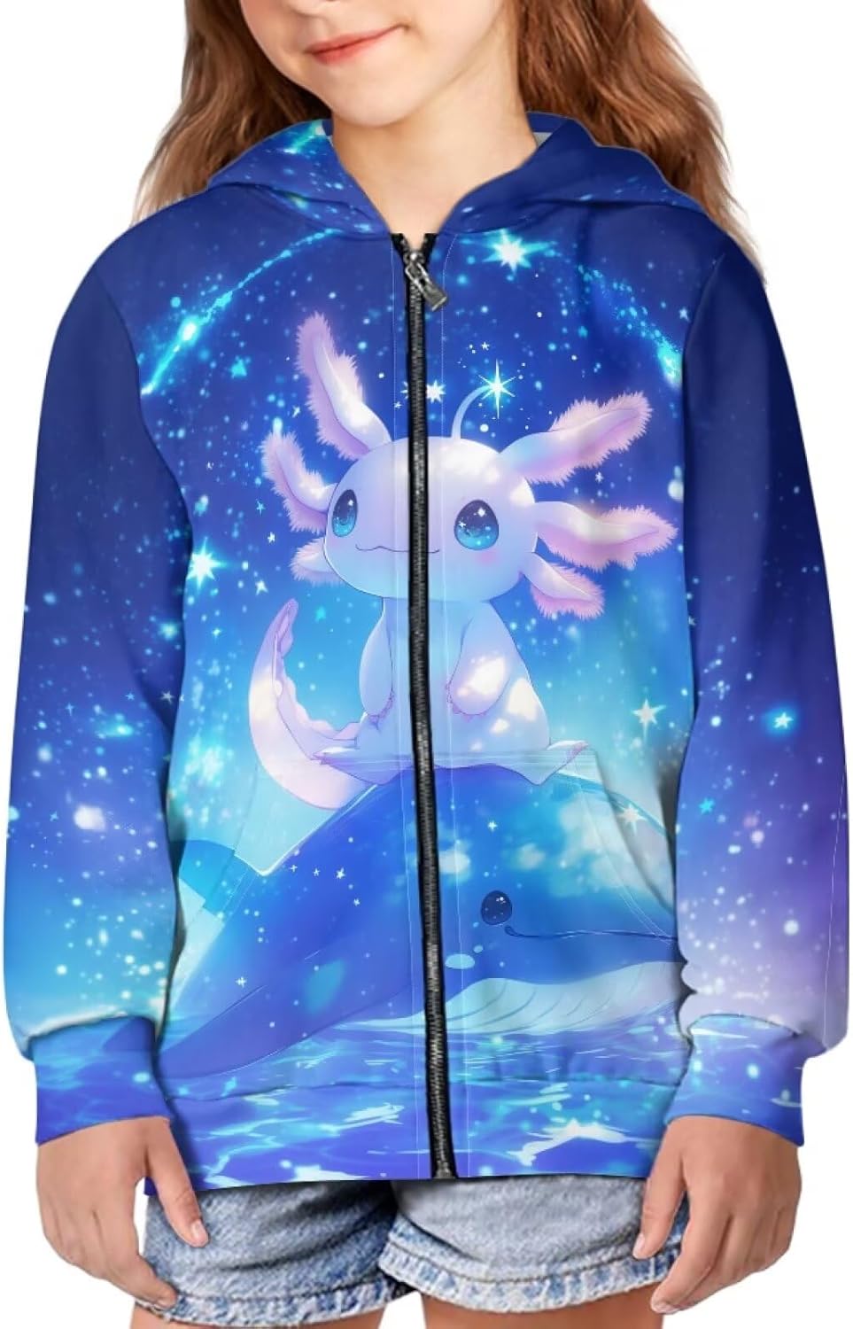 DISNIMO Girls Zip Up Hoodie Kids Sweatshirt Hooded Full Zipper Jackets Fall Outfit Clothes Casual Long Sleeve Coat