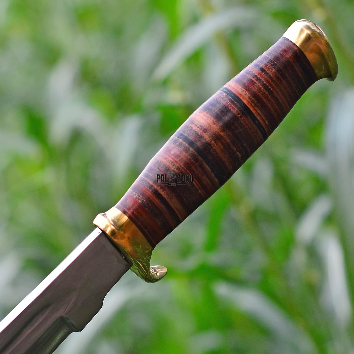PAL 2000 KNIVES Custom Handmade D2 Steel 16 Inches Hunting Knife - Stacked leather Handle With Sheath 3022