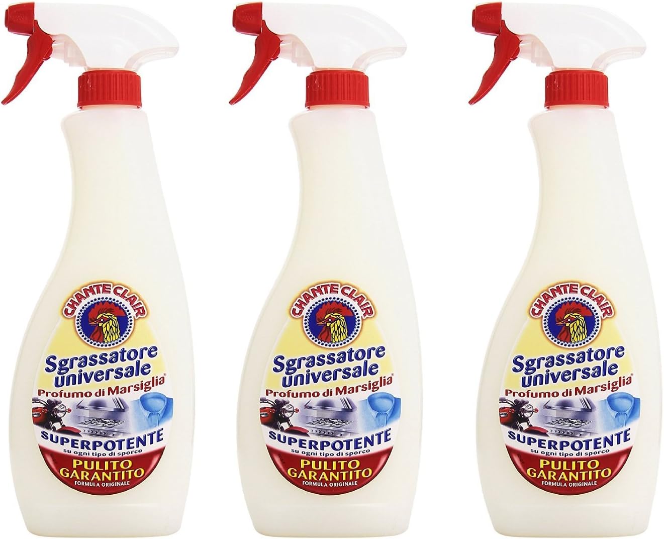 3x Chante Clair Sgrassatore Universale Extremely Strong Cleaning Fluid 750 ml