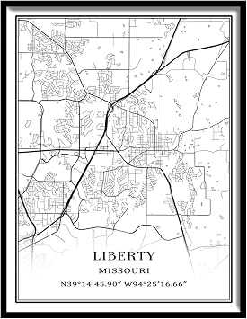 TANOKCRS Liberty Missouri America Wall Art City Map Paintings Canvas Unframed Artwork Modern Simple Poster Home Office Decor 20x30 inches