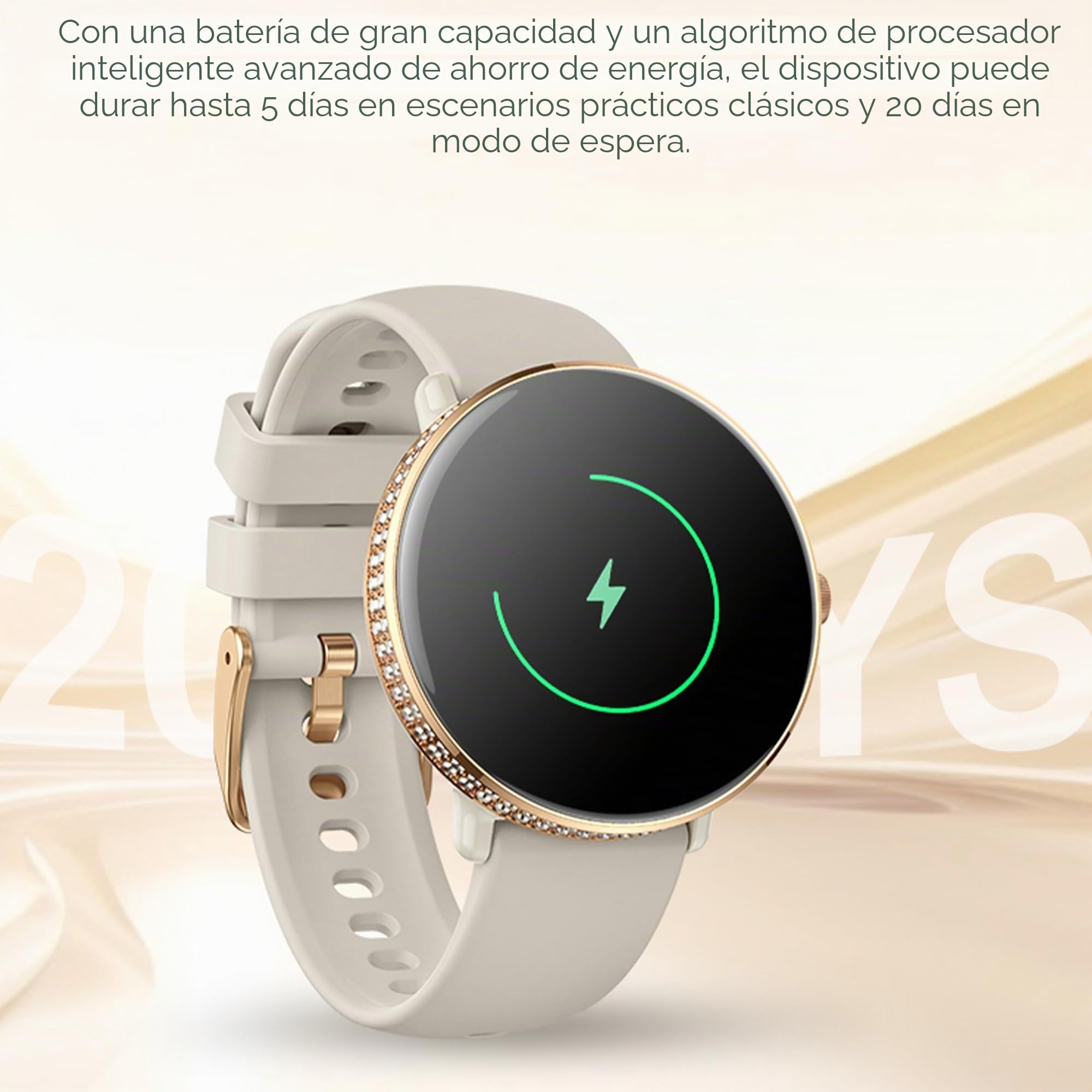 ZPIMY 1,19" AMOLED Reloj Inteligente Mujer con Llamada y Whatsapp, 5ATM Impermeable Reloj Smartwatch 123 Deportivo Hombre con Monitor Sueño, Pulsómetro Android iOS (Plateado)