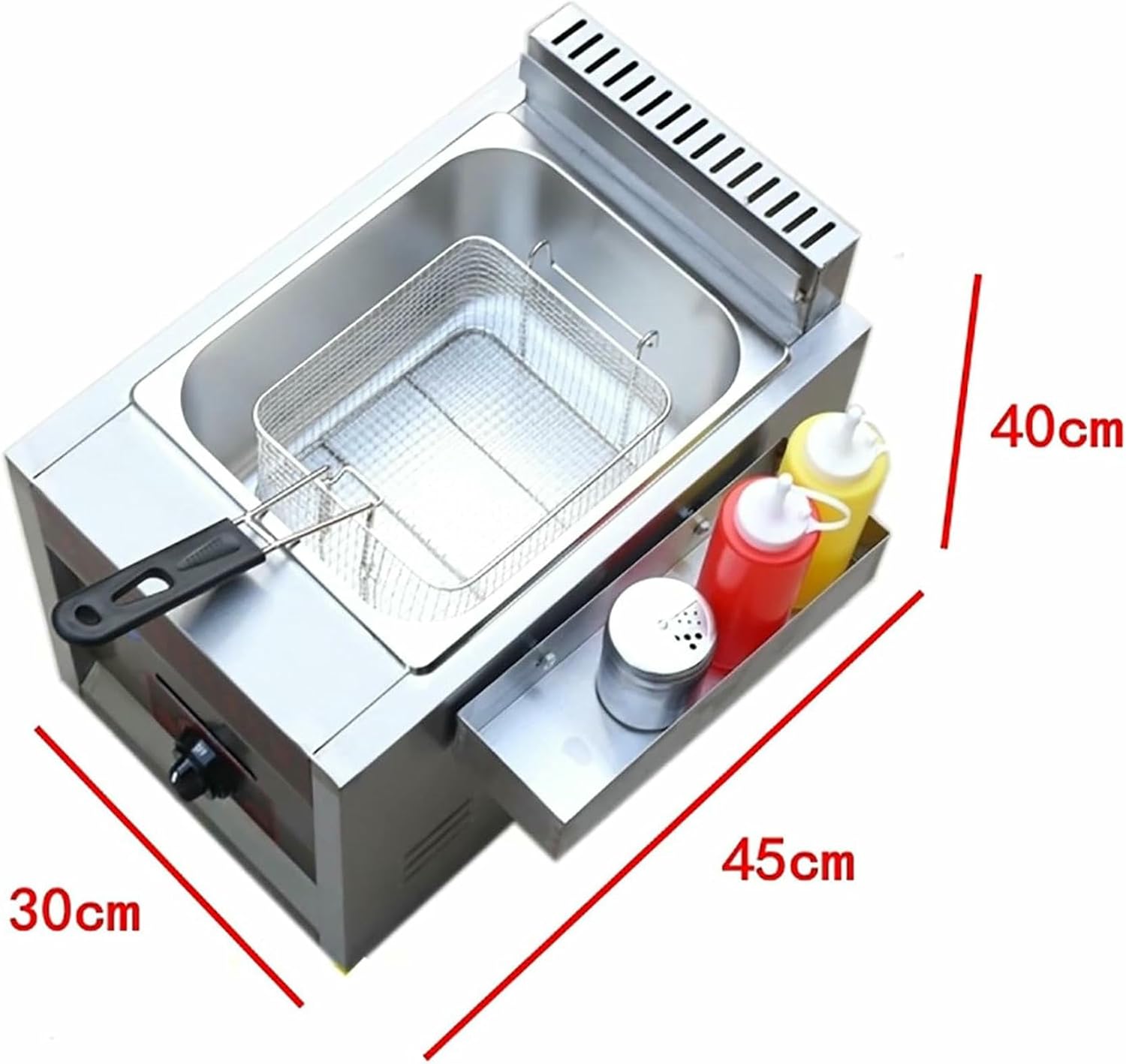 Commercial Deep Fat Fryer 8L/16L Gas, Stainless Steel Countertop, with Basket, Home Kitchen Restaurant