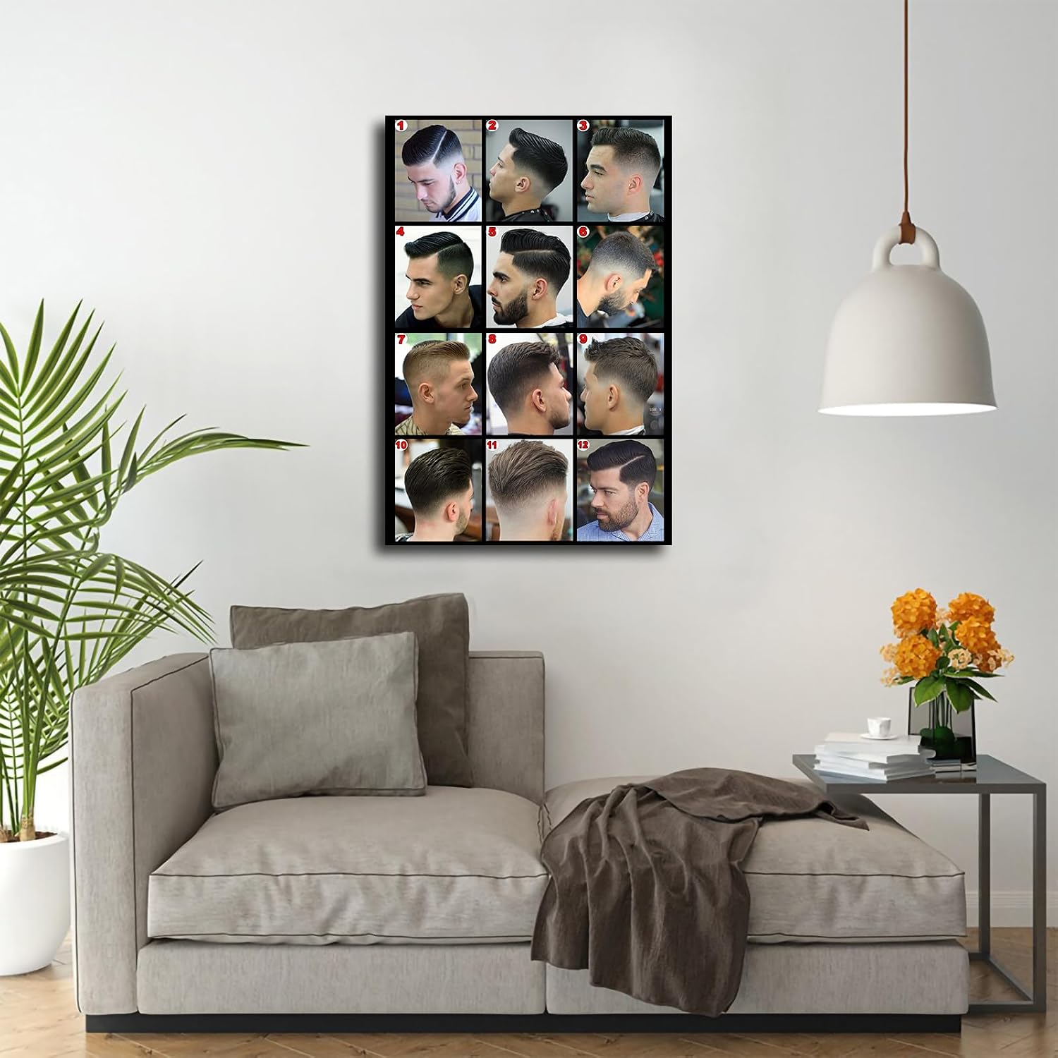 Modern Barber Shop Salon Hair Cut for Men Chart Laminated Men's Hairstyles Barber Poster Canvas Painting Wall Art Picture Gift Bedroom Home Aesthetic Decoration (Unframed,08×12inch)