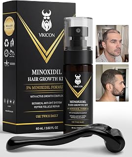 5% Minoxidil for Men Beard Growth, Patchy Hair & Beard Growth Spray Kit | Absorption Tool, 2 Fl Oz Spray, for Men Fill Patchy Beards, Hair Loss Treatment, with Biotin and Peptide Complex