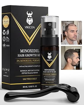5% Minoxidil for Men Beard Growth, Patchy Hair & Beard Growth Spray Kit | Absorption Tool, 2 Fl Oz Spray, for Men Fill Patchy Beards, Hair Loss Treatment, with Biotin and Peptide Complex
