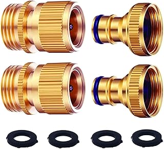 DIRECT MFG Garden Hose Quick Connect 2 Sets - Male and Female GHT Solid Brass Hose Connectors for Garden Hose Fittings - Choose Your Pack (Pack of 2)