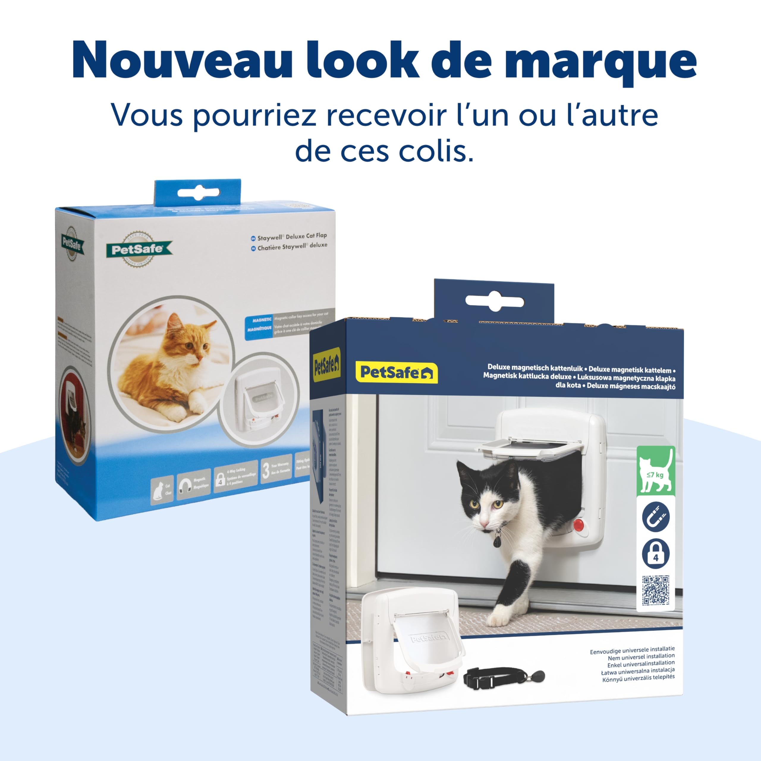 Petsafe - Chatière Magnétique Deluxe Staywell pour Chat avec Système De Verrouillage À 4 Positions - Collier avec Clé Magnétique - Facile À Installer – Blanc