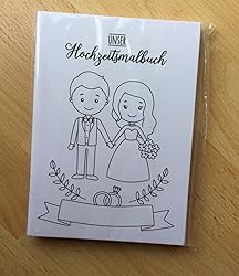 WEDDING SHOP love grows 6 Stück DINA6 Hochzeitsmalbuch mit Buntstifte
