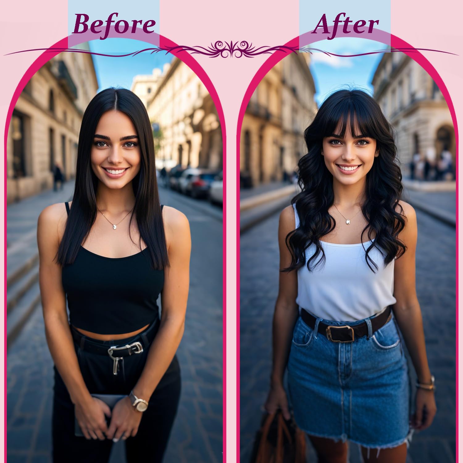 Clip in Bangs 100% Human Hair with Temples Hairpieces Air Hair Bangs Clip in Hair Extensions for Party and Daily Wear(Medium Brown) - Image 4