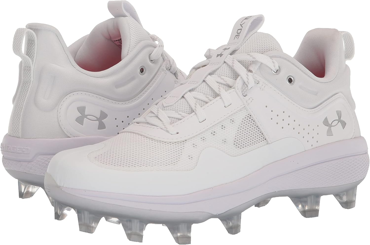  | Under Armour Women's Glyde MT TPU Softball Shoe, White (101)/White, 8 | Softball & Baseball