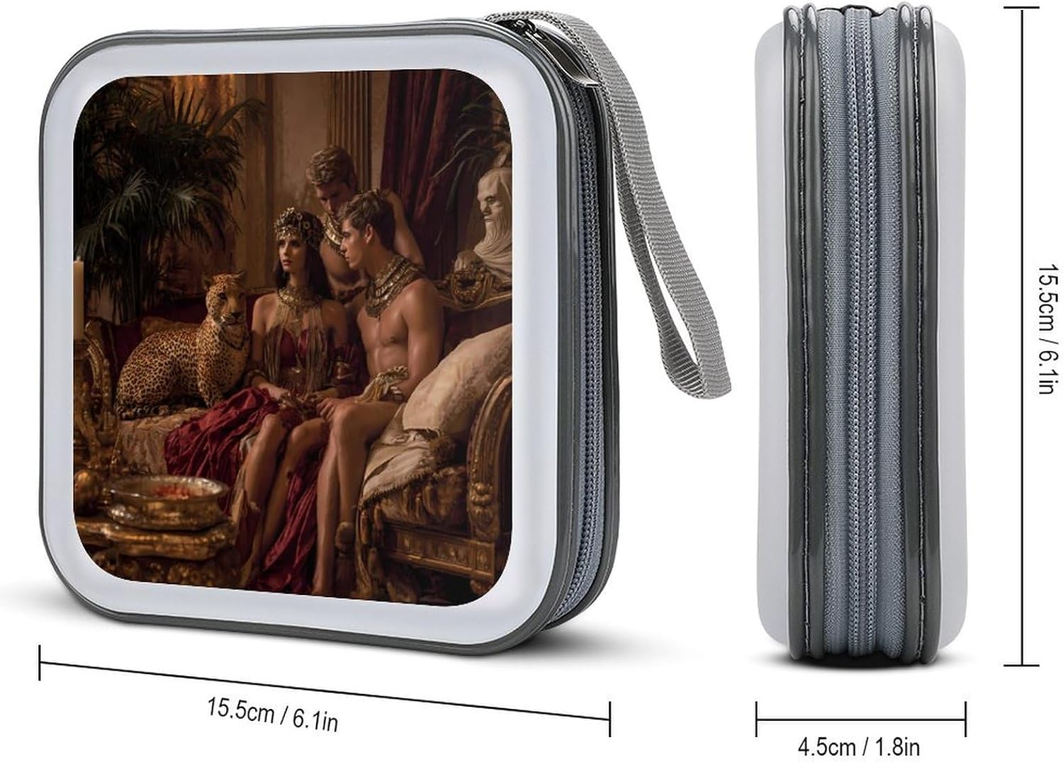 Cleopatra Egyptian Queen CD Cases 40 Capacity DVD Organizer Square Portable Case for Discs image 2